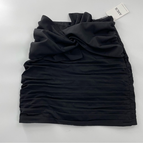 Amur Kehlani Tie skirt Black Rouched *REVOLVE*  NWT Side Zip Mini Skirt - Picture 11 of 15